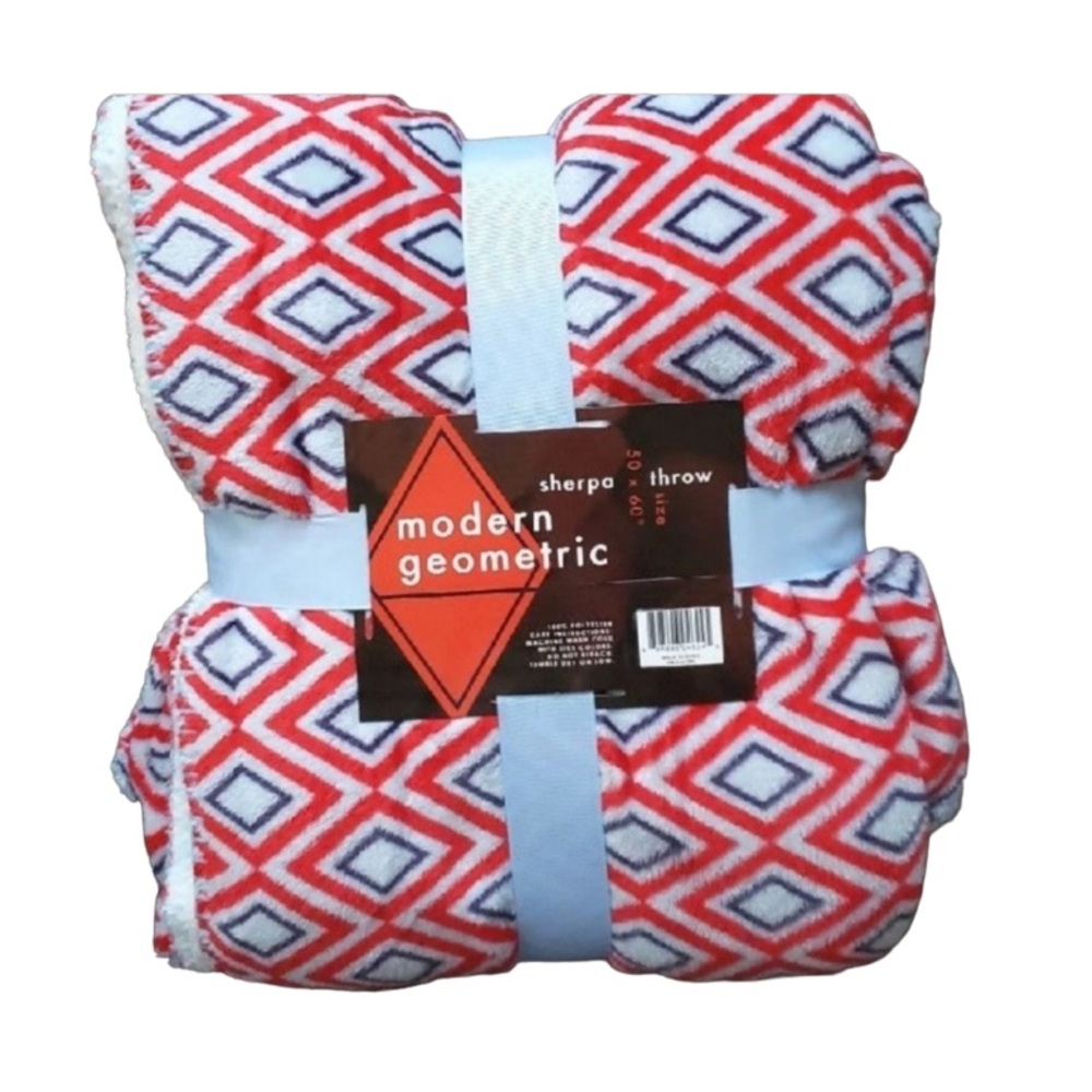 Modern Geometric Soft Sherpa Throw NWT
